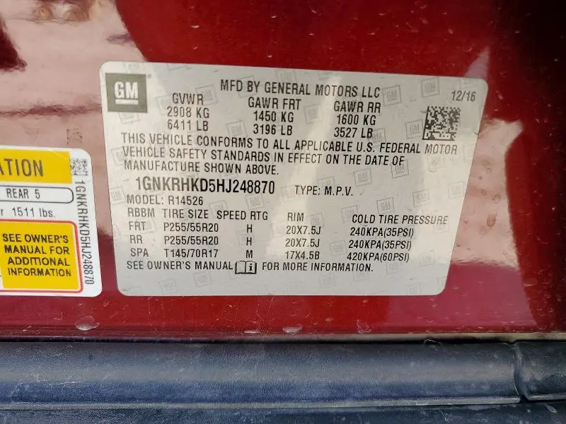 2017 CHEVROLET TRAVERSE LT  