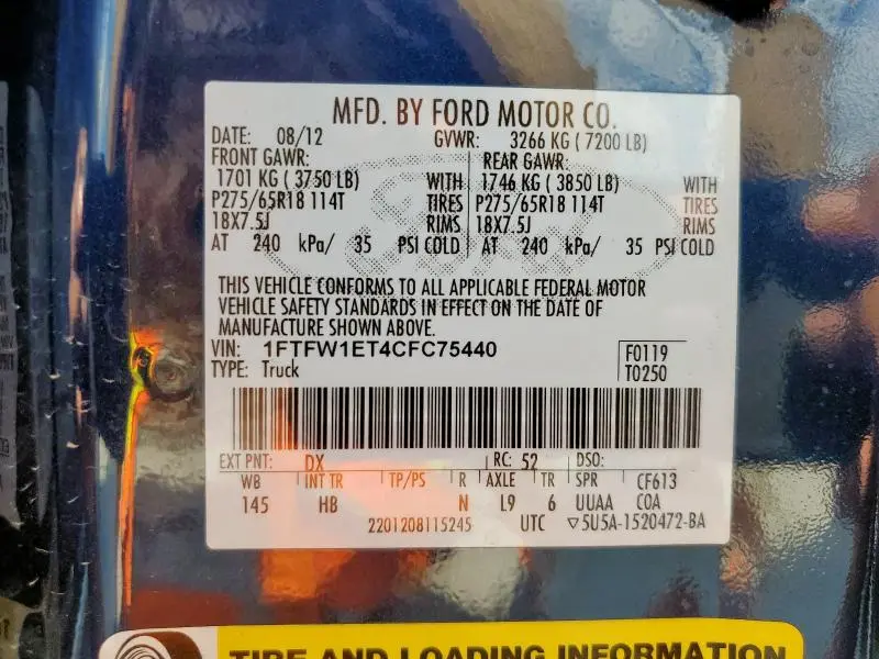 2012 FORD F150 SUPERCREW  