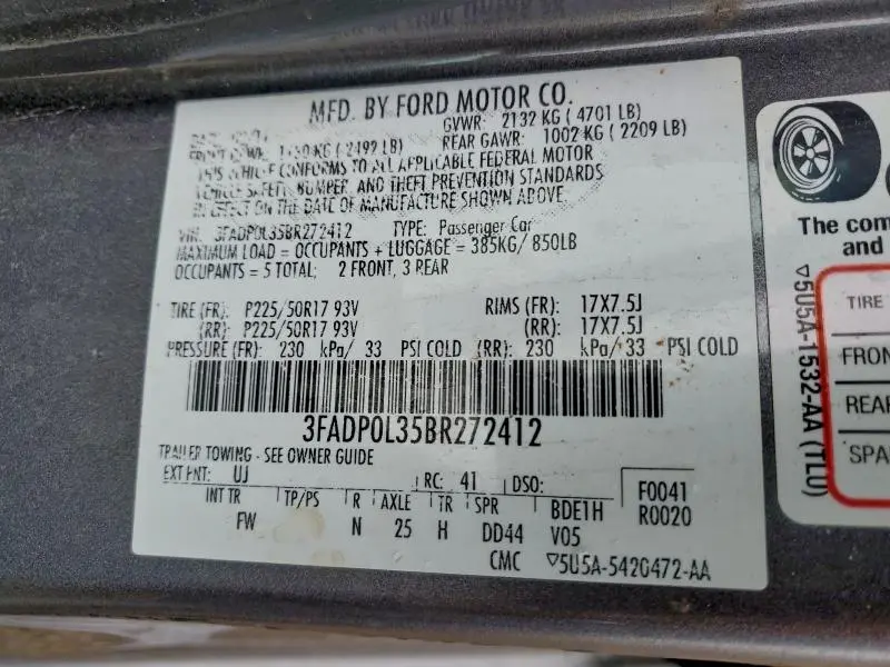 2011 FORD FUSION HYBRID  