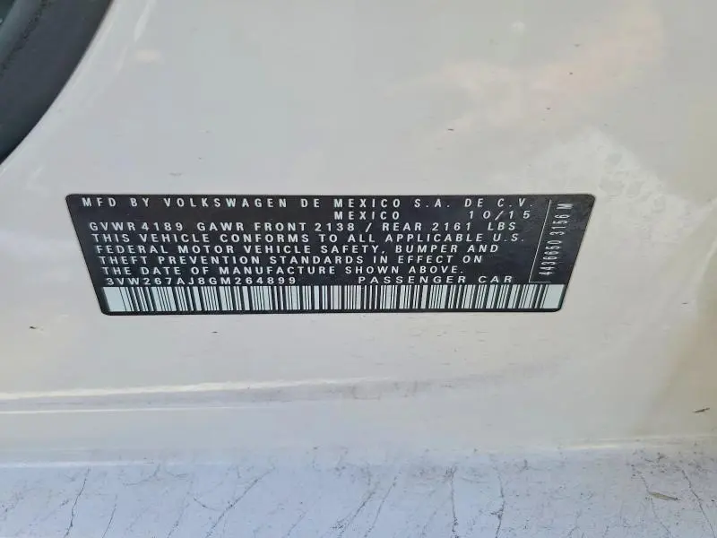 2016 VOLKSWAGEN JETTA S  