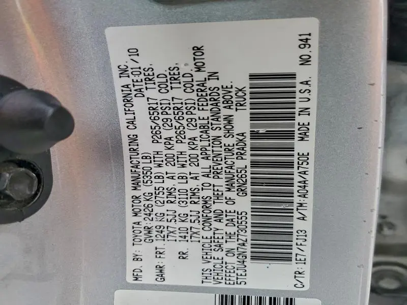 2010 TOYOTA TACOMA DOUBLE CAB PRERUNNER  