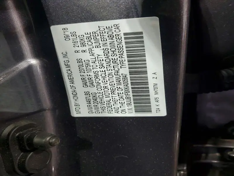 2019 ACURA TLX TECHNOLOGY  