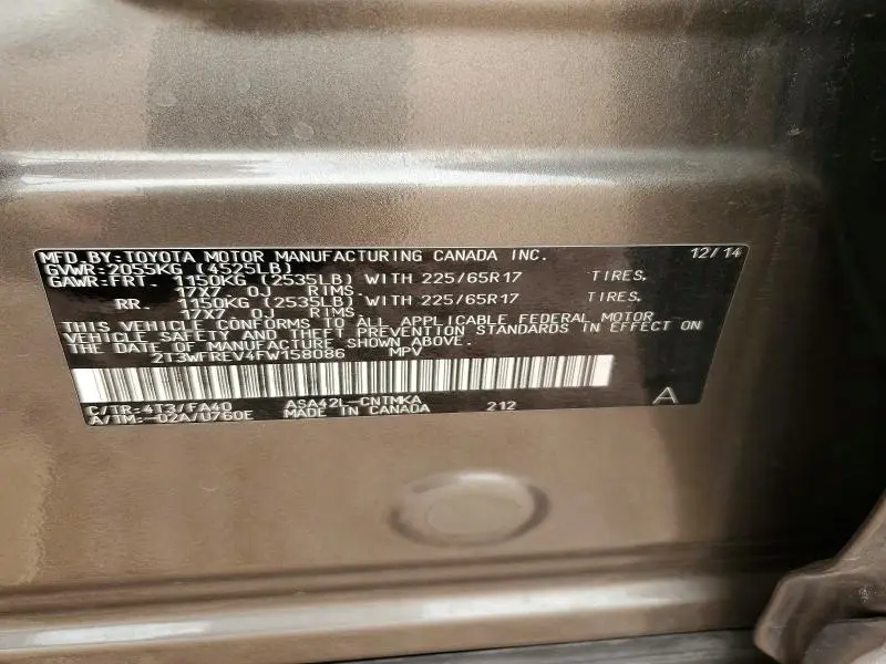 2015 TOYOTA RAV4 XLE  
