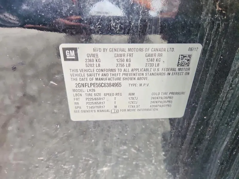 2012 CHEVROLET EQUINOX LT  