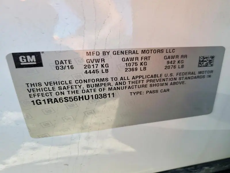 2017 CHEVROLET VOLT LT  