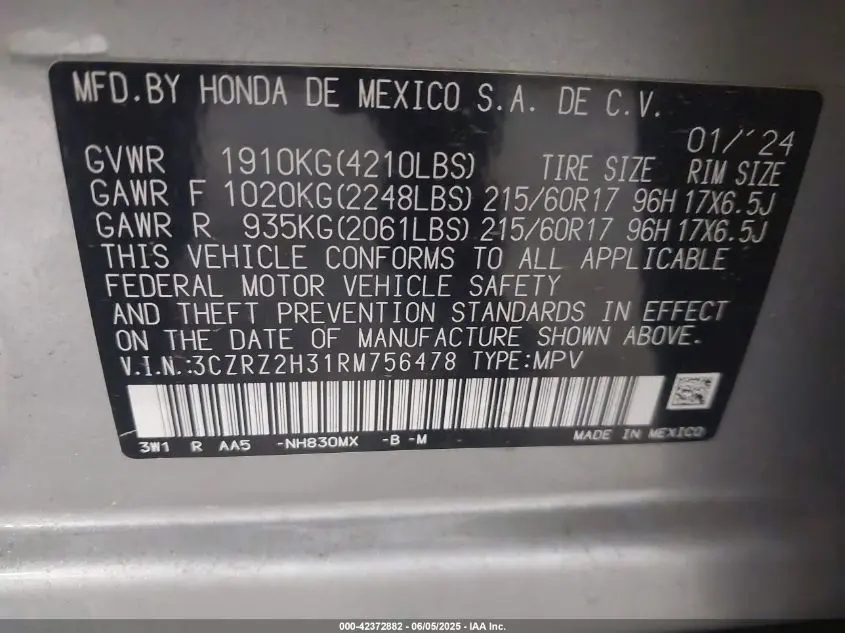 2024 HONDA HR-V AWD LX