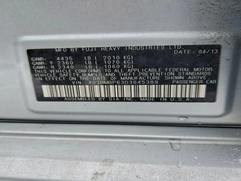 2013 SUBARU LEGACY 2.5I LIMITED  