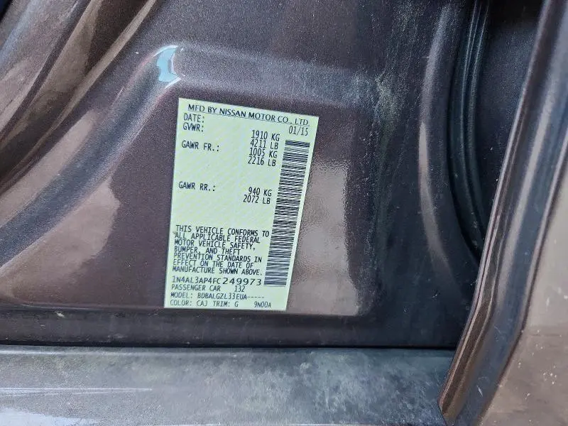 2015 NISSAN ALTIMA 2.5 S  