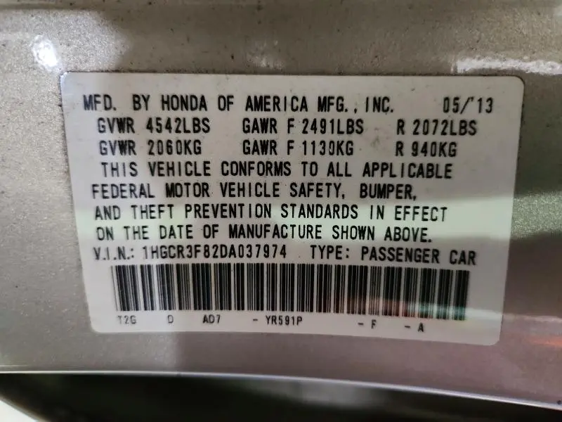 2013 HONDA ACCORD EXL  