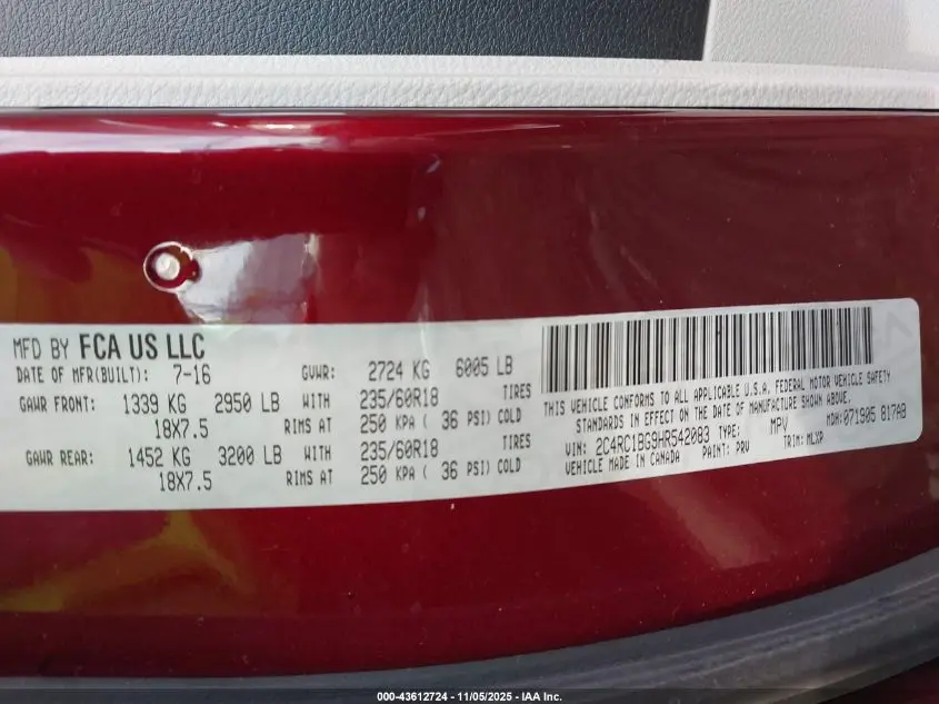 2017 CHRYSLER PACIFICA TOURING-L