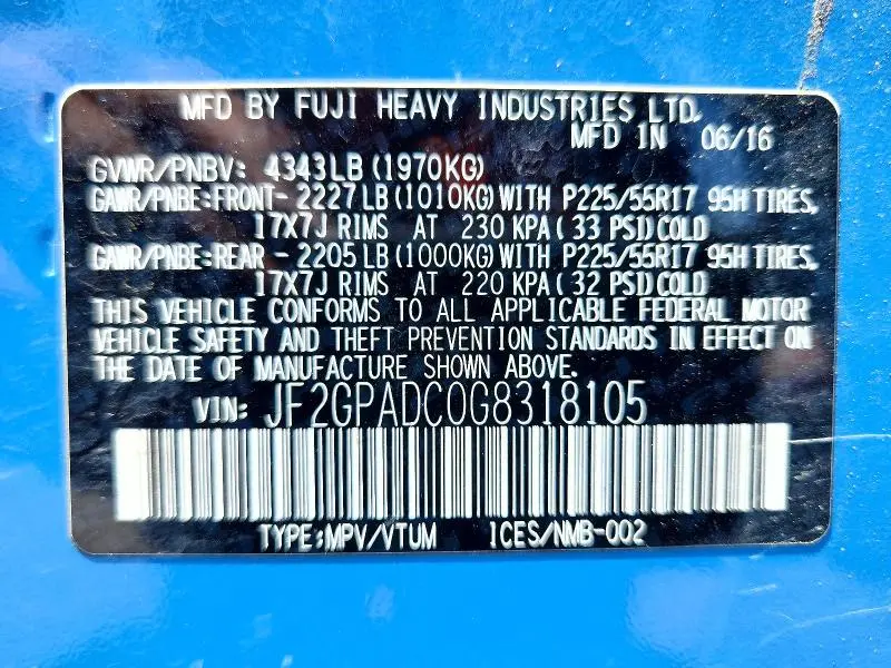 2016 SUBARU CROSSTREK PREMIUM  