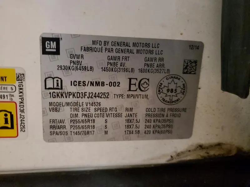 2015 GMC ACADIA SLE  
