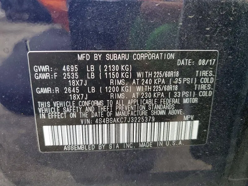 2018 SUBARU OUTBACK 2.5I LIMITED  