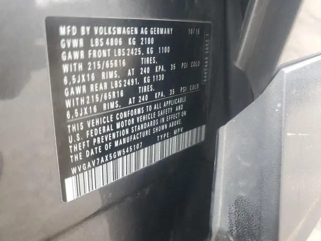 2016 VOLKSWAGEN TIGUAN S  