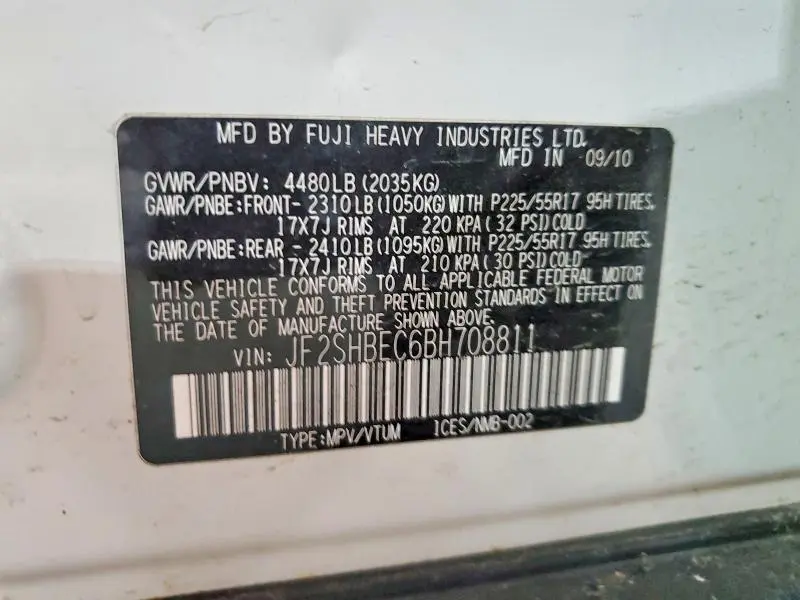 2011 SUBARU FORESTER LIMITED  