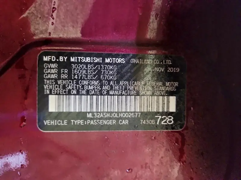 2020 MITSUBISHI MIRAGE LE  