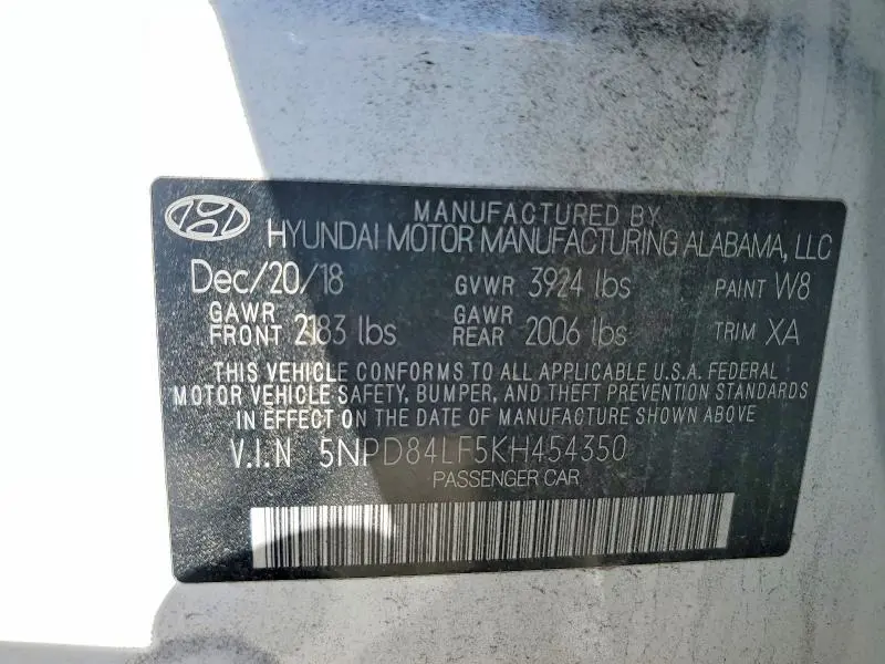 2019 HYUNDAI ELANTRA SEL  