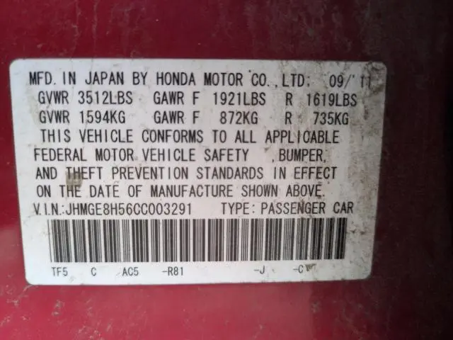 2012 HONDA FIT SPORT  