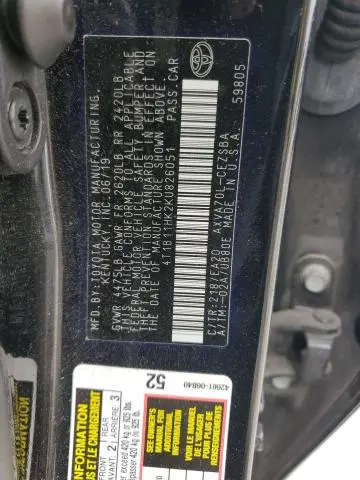 2019 TOYOTA CAMRY L  