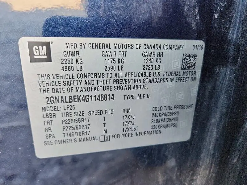 2016 CHEVROLET EQUINOX LS  