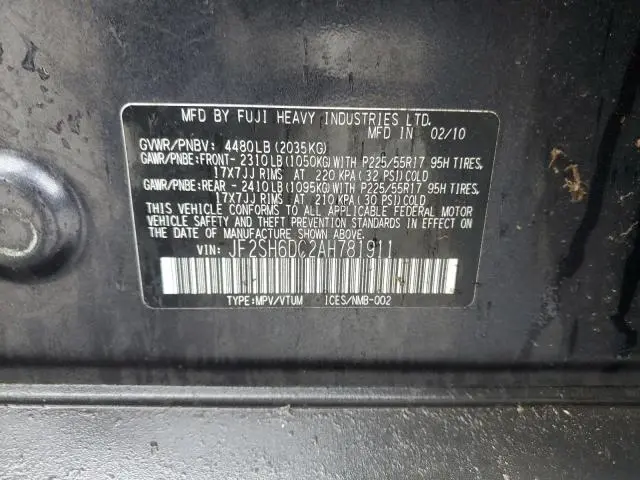 2010 SUBARU FORESTER 2.5X LIMITED  