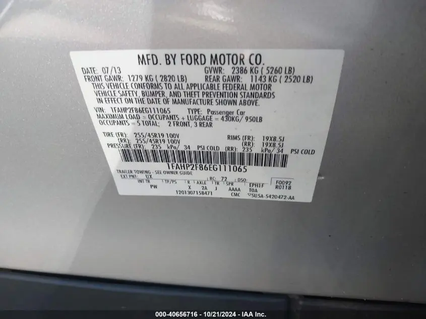 2014 FORD TAURUS LIMITED