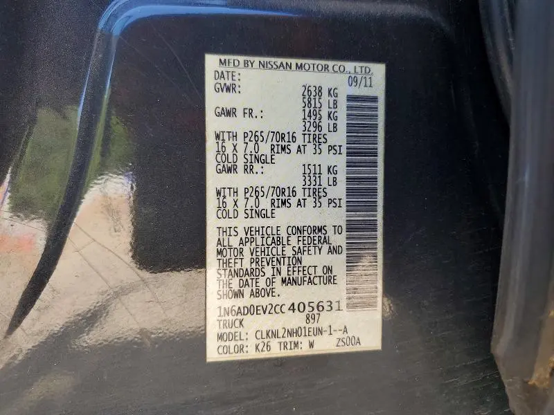 2012 NISSAN FRONTIER S  