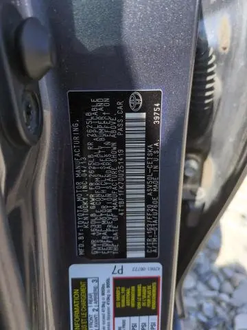 2013 TOYOTA CAMRY L  