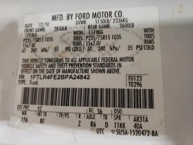 2011 FORD RANGER SUPER CAB  
