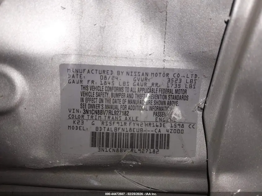 2024 NISSAN VERSA 1.6 S