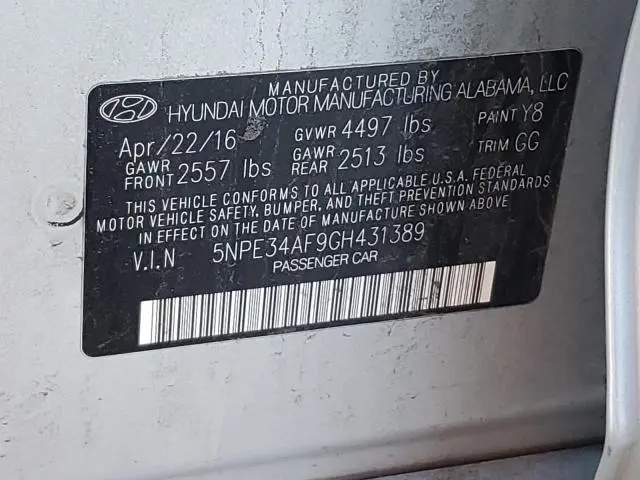 2016 HYUNDAI SONATA SPORT  