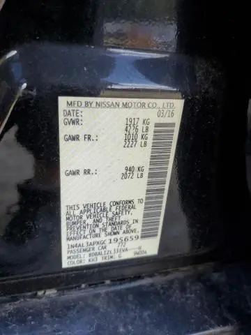 2016 NISSAN ALTIMA 2.5  