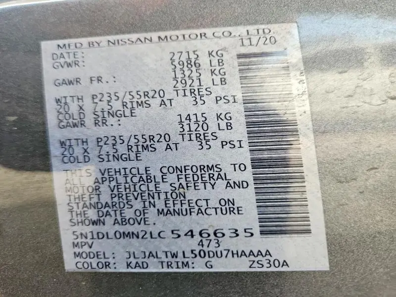 2020 INFINITI QX60 SIGNATURE EDITION  