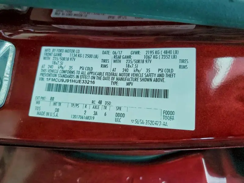 2017 FORD ESCAPE TITANIUM  