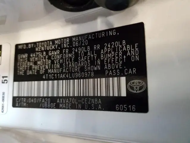 2020 TOYOTA CAMRY LE  