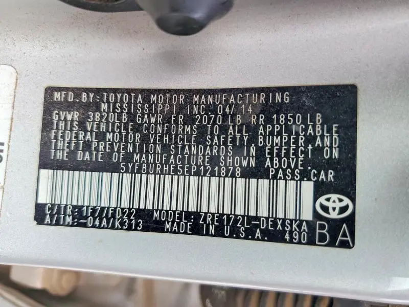 2014 TOYOTA COROLLA S PLUS  