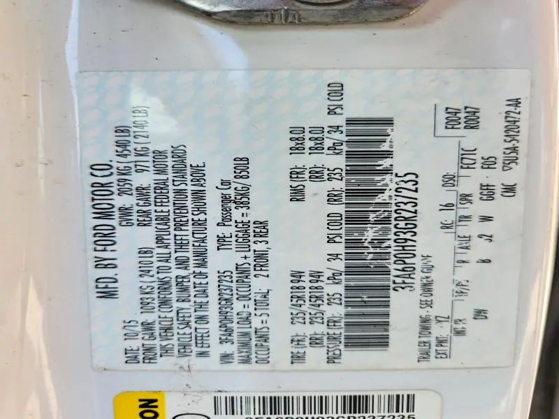 2016 FORD FUSION SE  