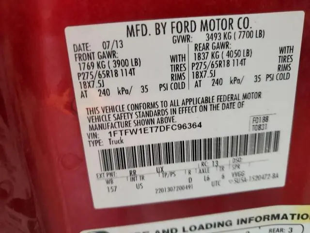 2013 FORD F150 SUPERCREW