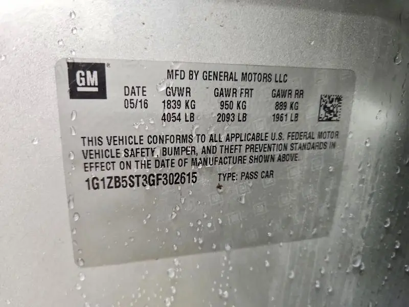 2016 CHEVROLET MALIBU LS  