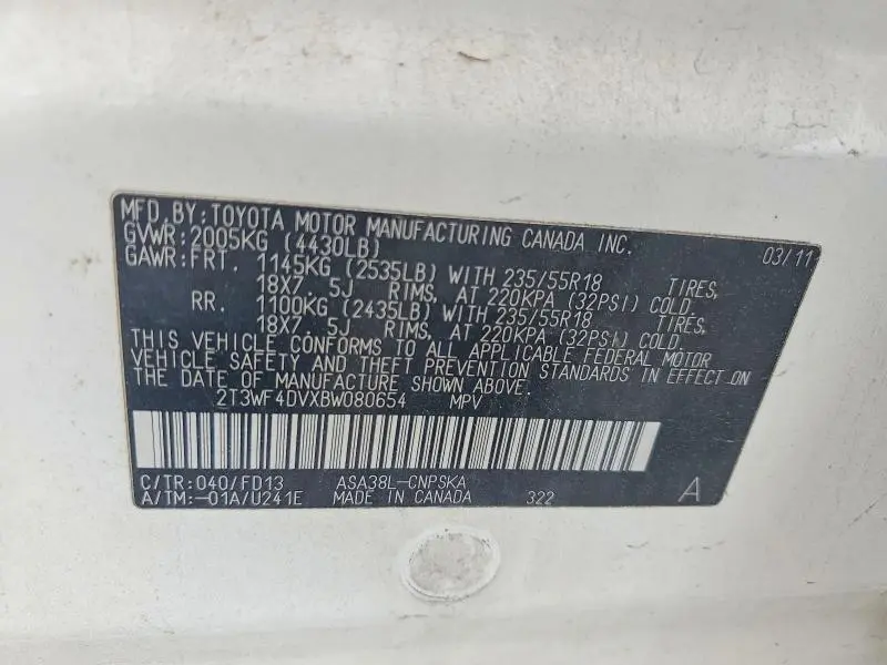 2011 TOYOTA RAV4 SPORT  