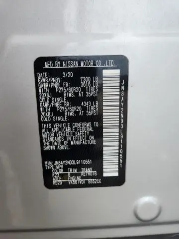 2020 NISSAN ARMADA SV  