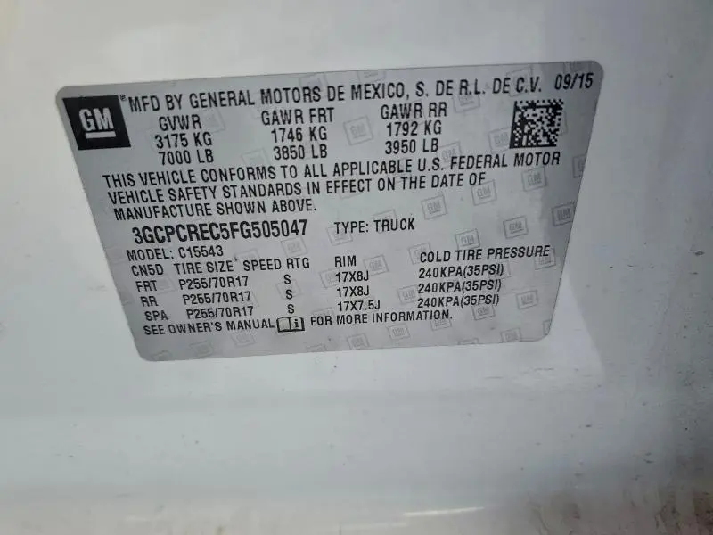 2015 CHEVROLET SILVERADO C1500 LT  