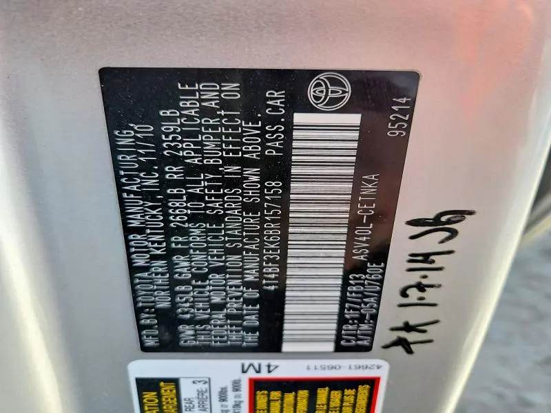 2011 TOYOTA CAMRY LE  