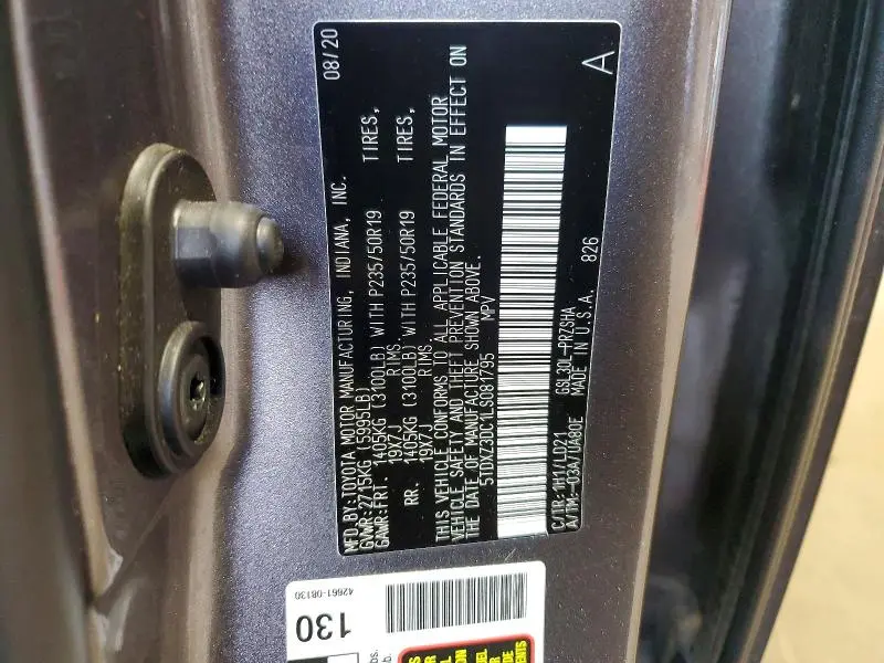 2020 TOYOTA SIENNA SE 8-PASSENGER  