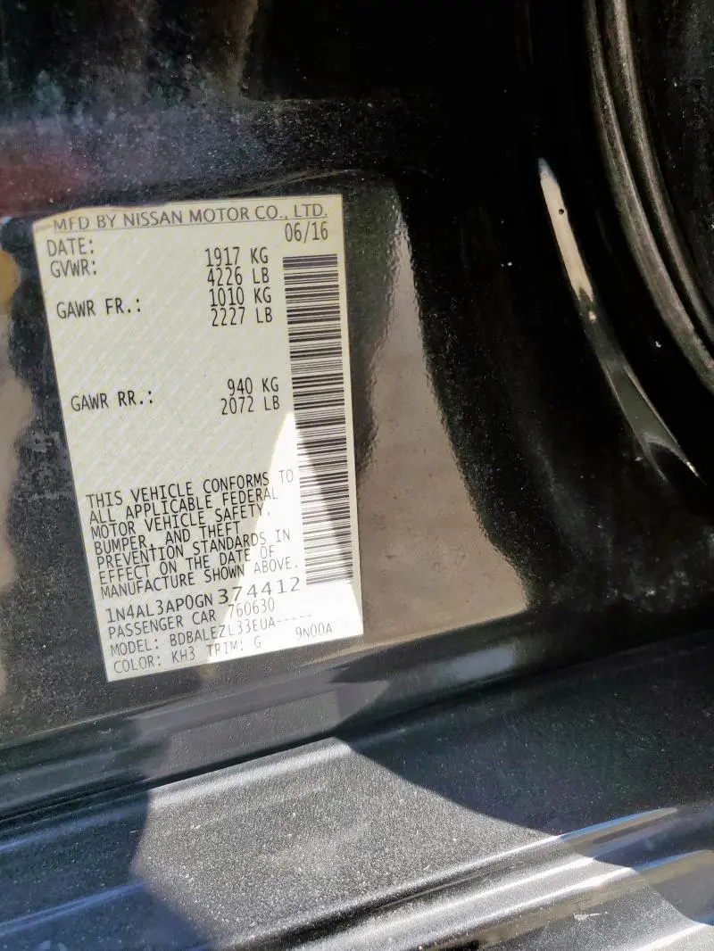 2016 NISSAN ALTIMA 2.5  