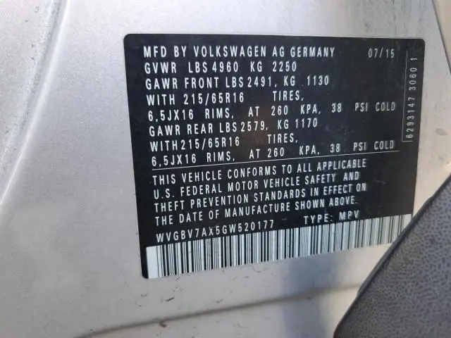 2016 VOLKSWAGEN TIGUAN S  