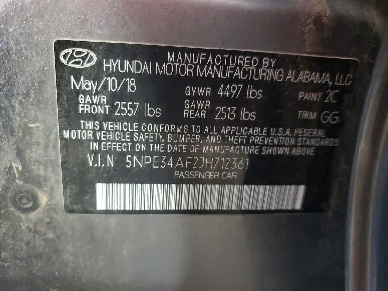 2018 HYUNDAI SONATA SEL+  