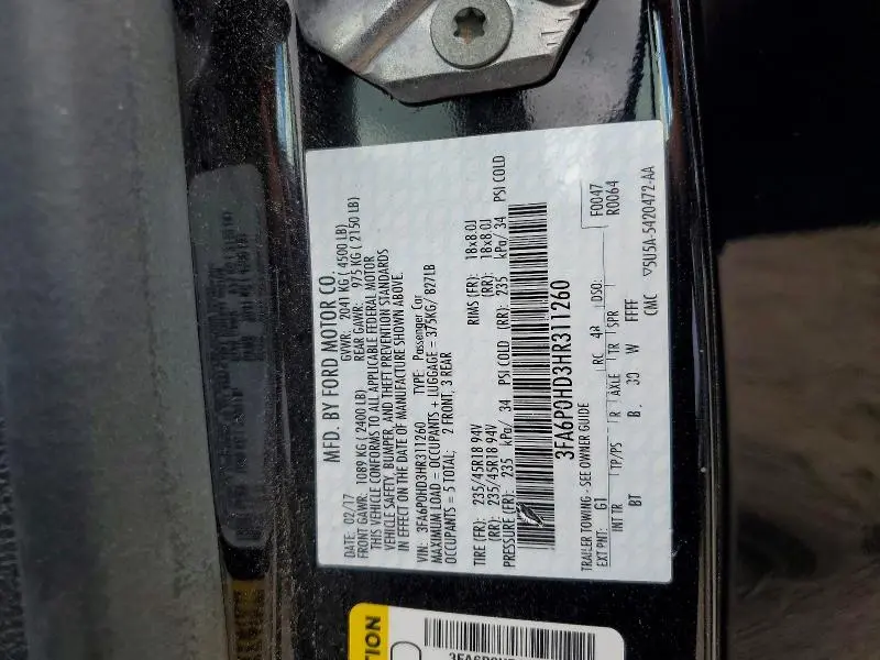 2017 FORD FUSION SE  
