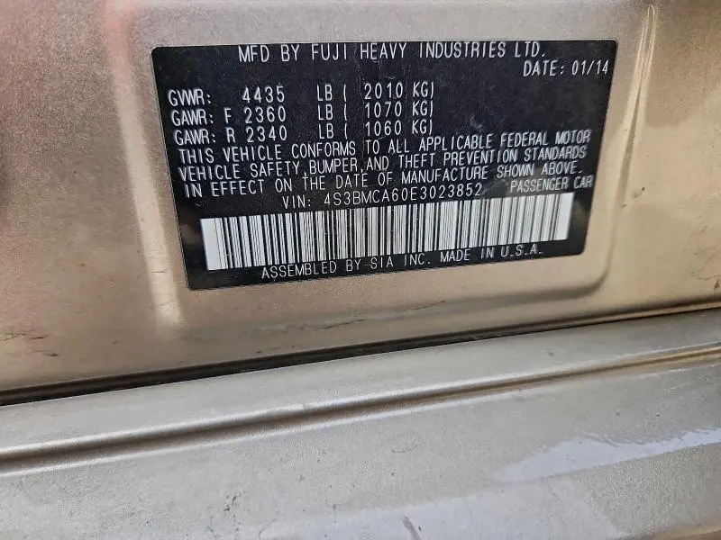 2014 SUBARU LEGACY 2.5I  