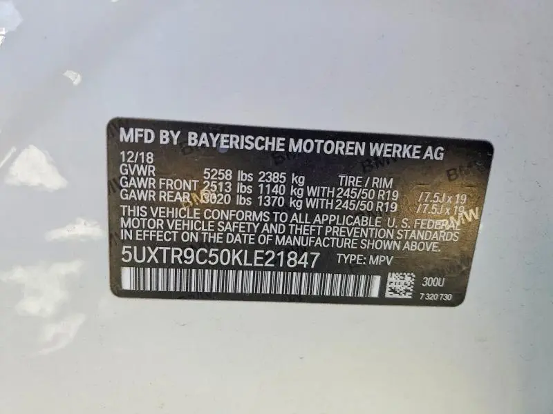 2019 BMW X3 XDRIVE30I  